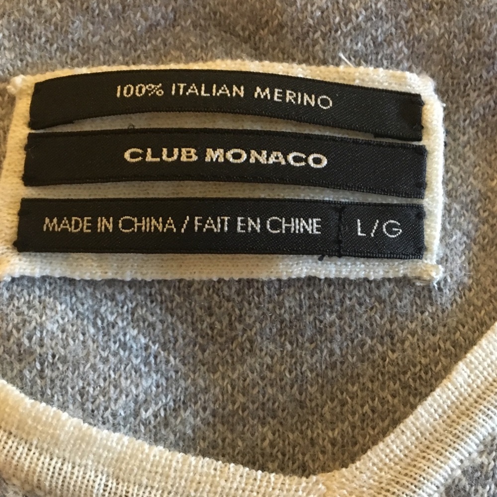 2/$30 Club Monaco Sweater Italian Merino Gray - Picture 7 of 7